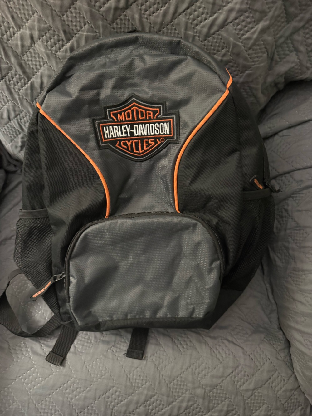 Harley-Davidson Black and Orange Logo Backpack
